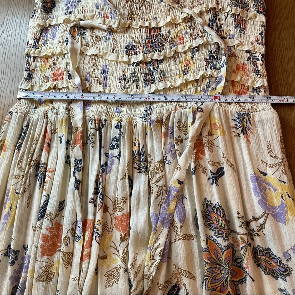 Free People Isla Cream Floral Midi Dress Large - Picture 11 of 13